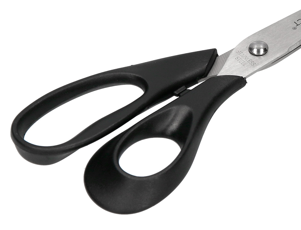 CISEAUX BUREAU Q-CONNECT ÉCONOMIQUE DROITIER LAMES INOX 210MM BRANCHES GAINÉES ABS BOUTS POINTUS COLORIS NOIR