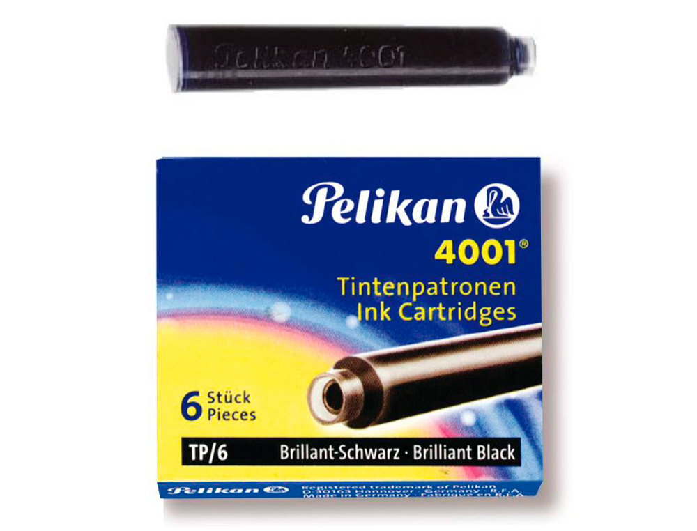 CARTOUCHE PELIKAN COURTE STANDARD NOIR ÉTUI 6 UNITÉS