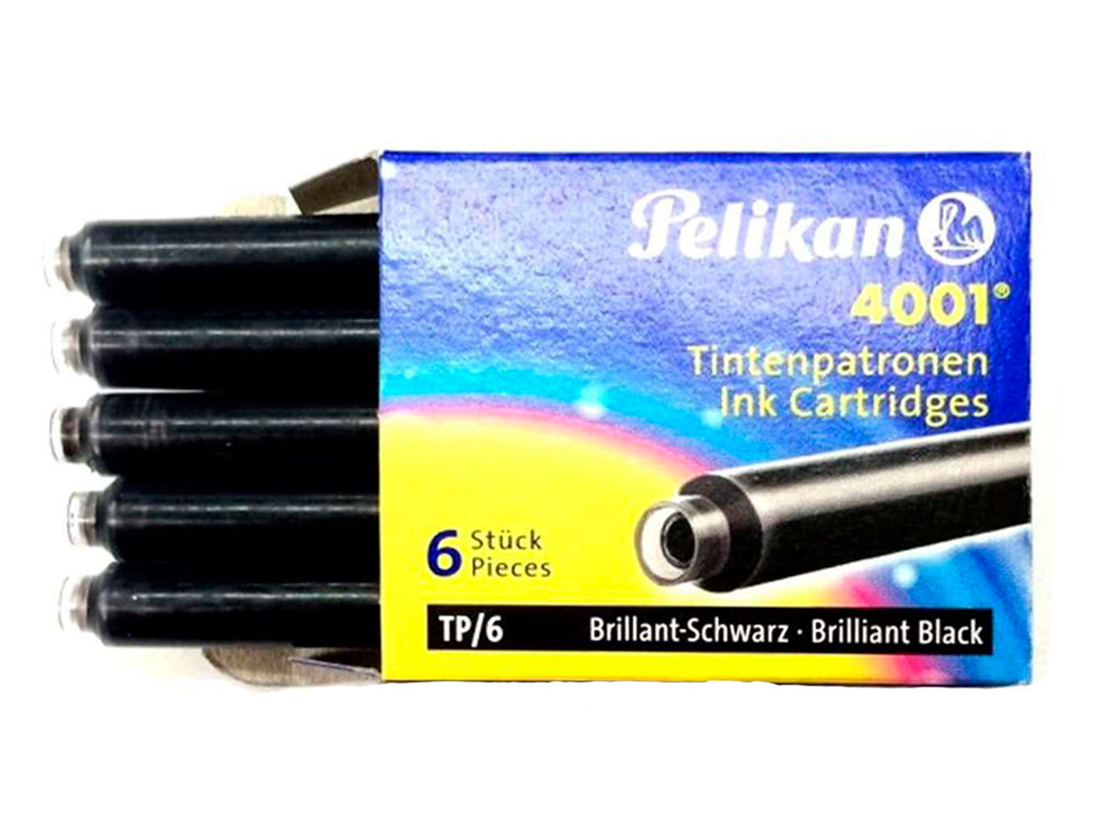 CARTOUCHE PELIKAN COURTE STANDARD NOIR ÉTUI 6 UNITÉS