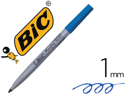MARQUEUR BIC PERMANENT MARKING 1445 TRAC 1MM ENCRE BASE ALCOOL INODORE CORPS PLASTIQUE MULTIUSAGE COLORIS BLEU
