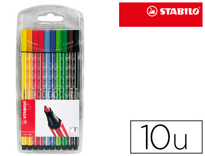 FEUTRE COLORIAGE STABILO PEN 68 ENCRE AQUARELLABLE POINTE OGIVE BLOQUE TUI CHEVALET POCHETTE 10 UNITS