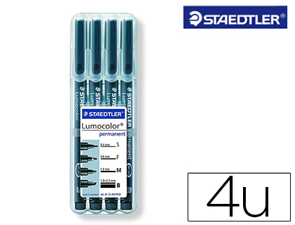STYLO-FEUTRE STAEDTLER LUMOCOLOR 31 PERMANENT UNIVERSEL F COULEUR NOIR POCHETTE 4 UNITS
