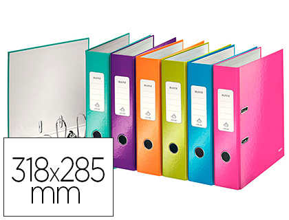 CLASSEUR LEVIER LEITZ WOW 318X285MM SURFACE PELLICULEE  DOS 8CM OEILLET PREHENSION    GRIFFES BLOCAGE 600F COLORIS
