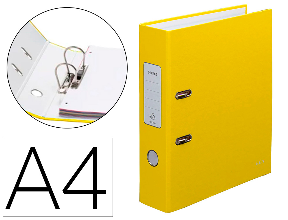 CLASSEUR LEVIER LEITZ WOW 318X285MM SURFACE PELLICULEE  DOS 8CM OEILLET PREHENSION    GRIFFES BLOCAGE 600F COLORIS
