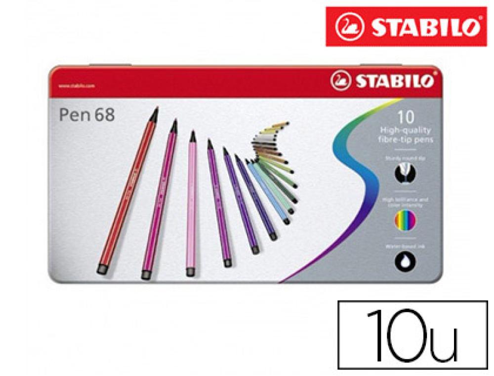 FEUTRE PEN 68 BTE 10 FEUTRE DE COLORIAGE STABILO PEN 68 BOTE MTAL DE 10 FEUTRES