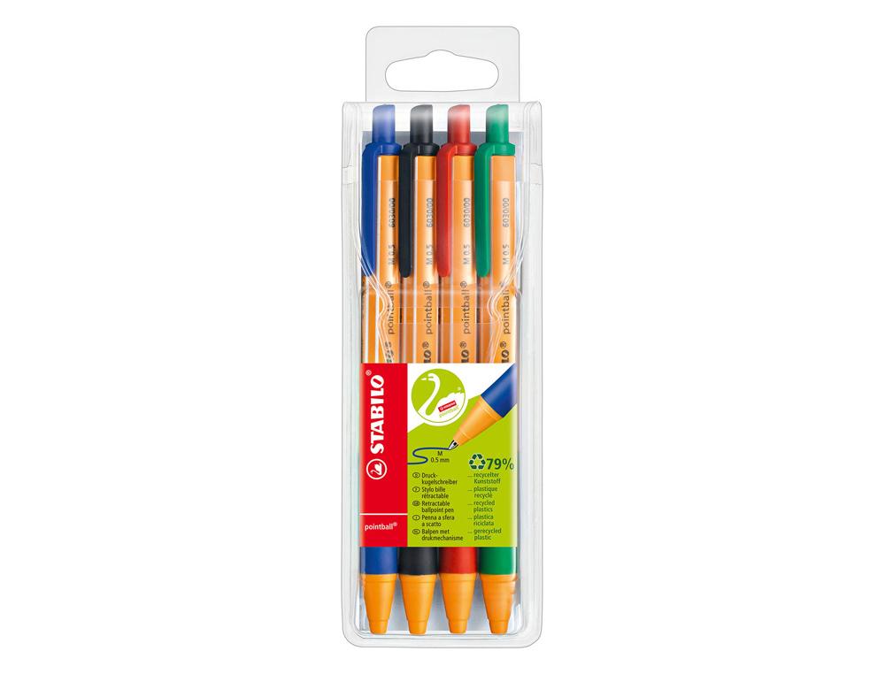 BILLE RT 0.5 POINTBALL P/4 STYLO-BILLE STABILO POINTBALL
