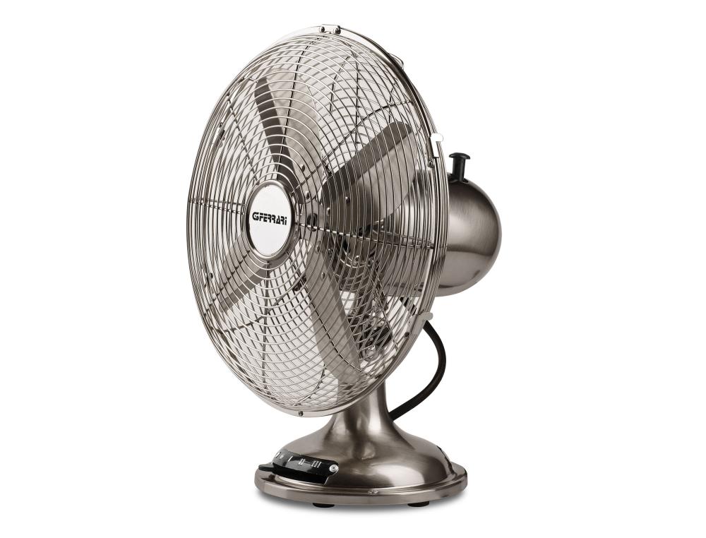 VENTILATEUR G3FERRARI LEVANTE G50034 TABLE 30CM MOTEUR 35W  CORPS METAL 3 VITESSES        COLORIS CHROME SATINE