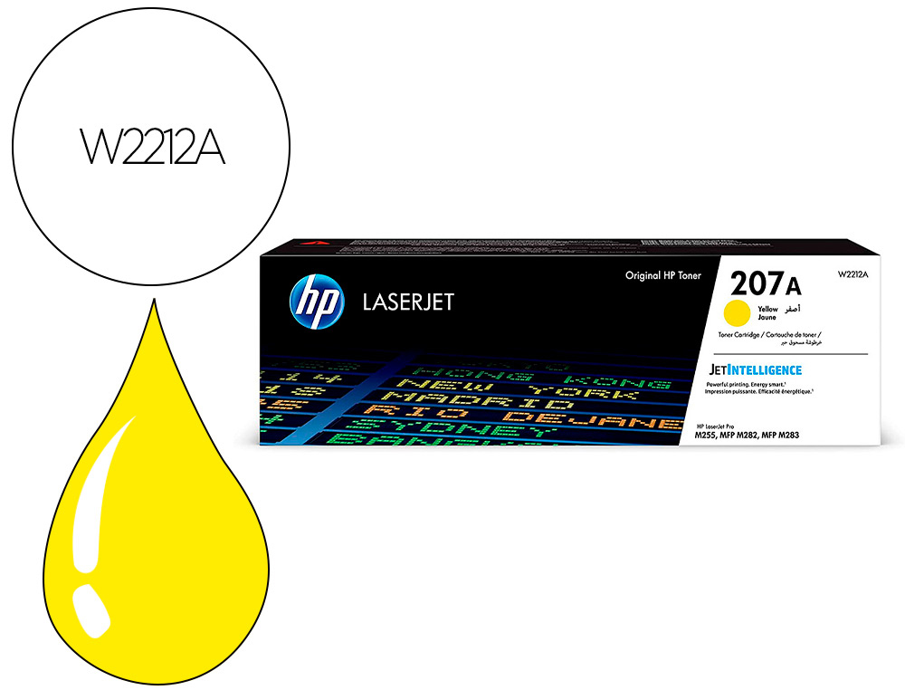 CARTOUCHE D'ENCRE HP 207A POUR HP COLOR LASERJET PRO    M255DW M255NW M282NW M283FDN  JAUNE 1250P