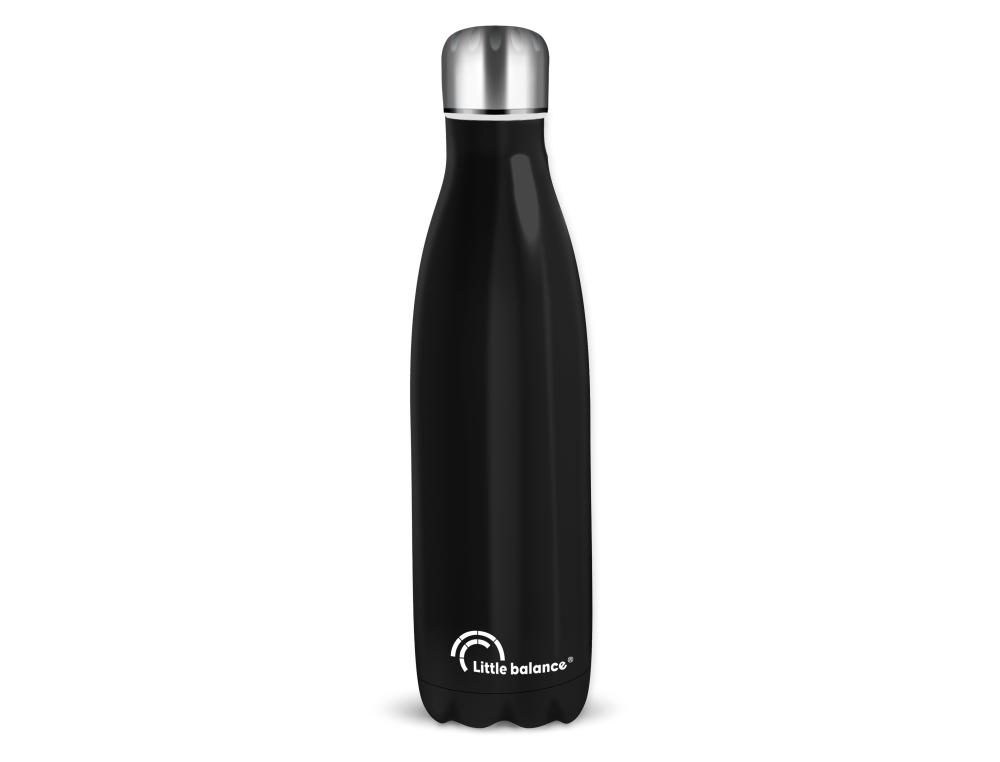 BOUTEILLE ISOTHERME INOX NOIR BRILLANT DOUBLE PAROIS        THERMIQUE INCASSABLE 500 ML
