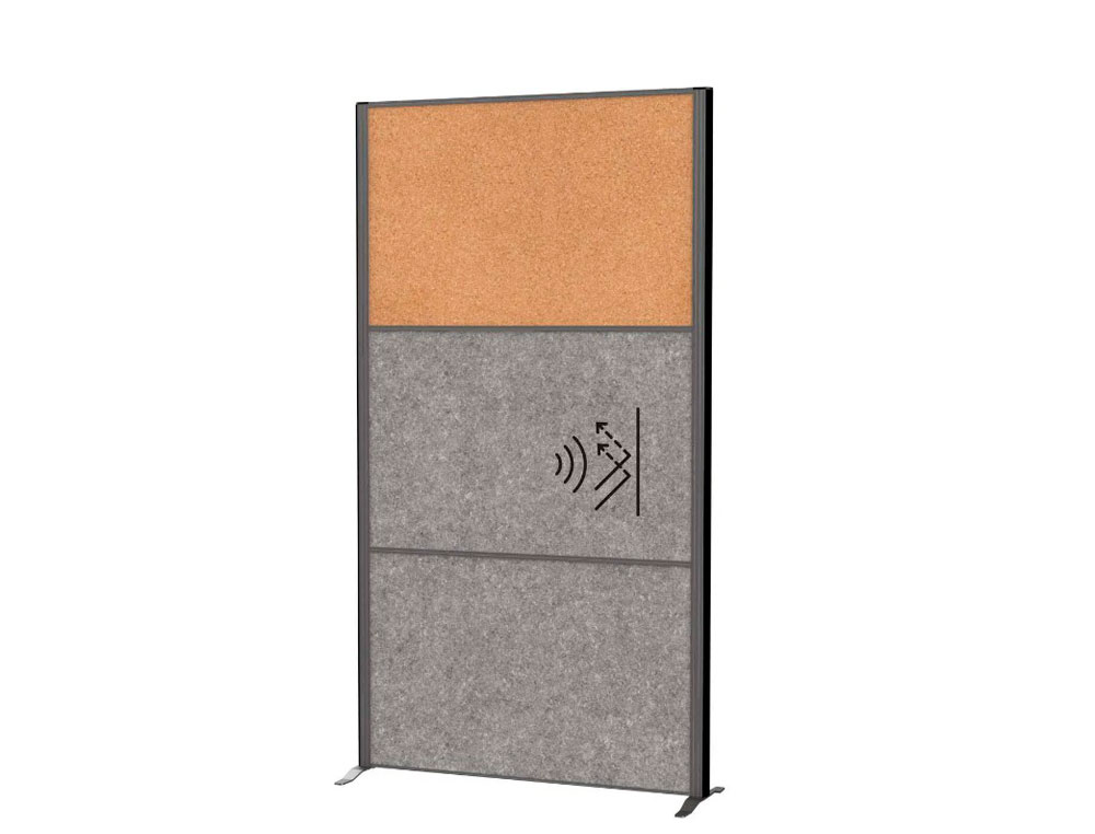CLOISON MAUL CONNECTO 180X100CM FIXE 2 MODULES      ACOUSTIQUES GRIS FONCE + 1    MODULE TABLEAU EN LIEGE