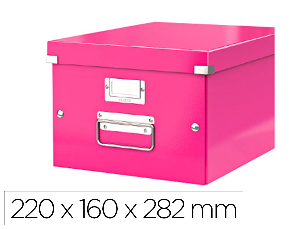 BOTE RANGEMENT LEITZ CLICK&STORE WOW PLIABLE L220XH160XP282MM DOCUMENTS A5 SURFACE LAMINE PORTE-TIQUETTE COLORIS ROSE