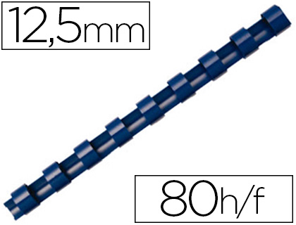 ANNEAU PLASTIQUE  RELIER FELLOWES DOS ROND CAPACIT 80F 12,5MM DIAMTRE 300MM LONGUEUR COLORIS BLEU BOTE 100 UNITS