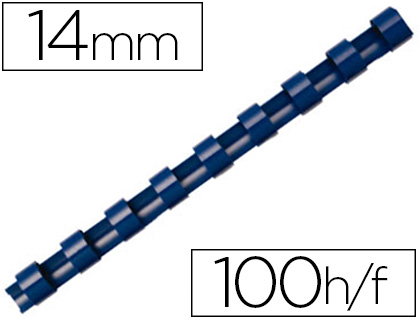 ANNEAU PLASTIQUE  RELIER FELLOWES DOS ROND CAPACIT 100F 14MM DIAMTRE 300MM LONGUEUR COLORIS BLEU BOTE 100 UNITS