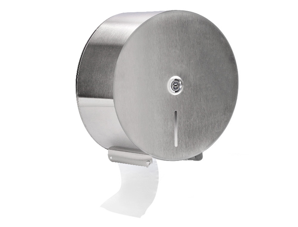 DISTRIBUTEUR PAPIER TOILETTE Q-CONNECT ACIER INOXYDABLE FERMETURE SERRURE 2 CLEFS 115X254X265MM