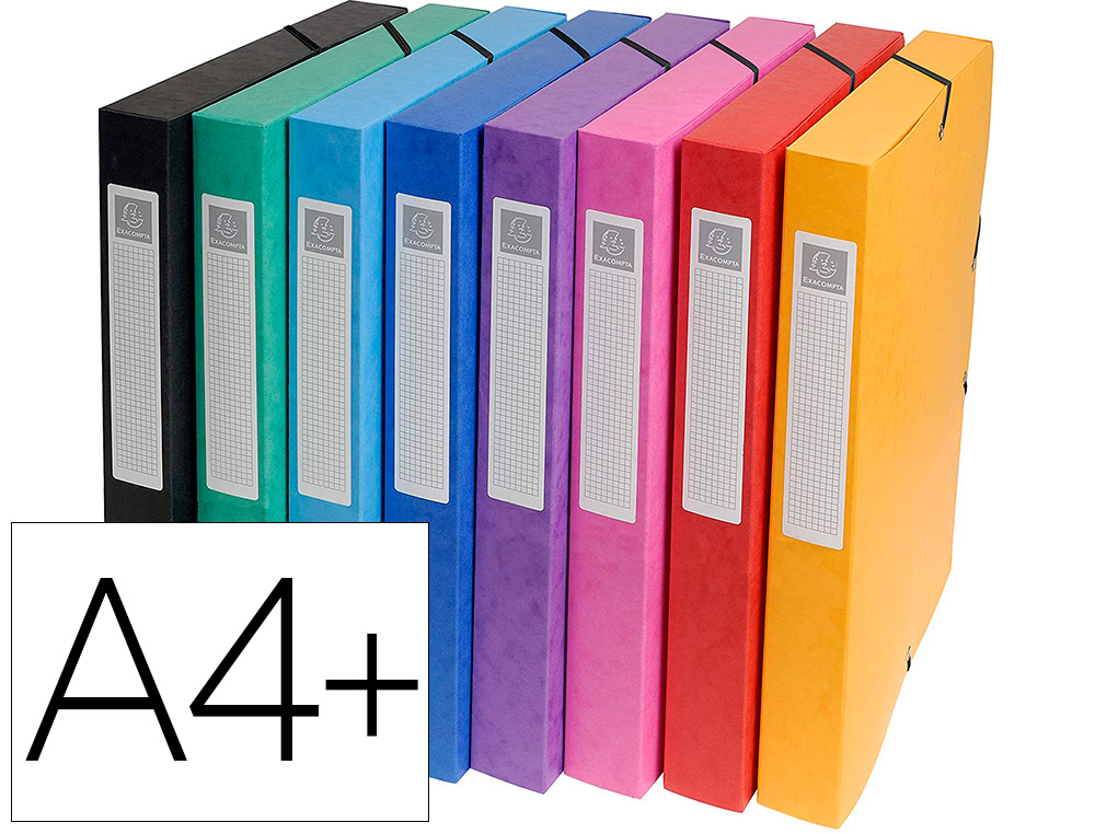 BOTE CLASSEMENT EXACOMPTA EXABOX CARTE LUSTRE 7/10E A4+ 25X33CM DOS 2,5CM COLORIS ASSORTIS LOT 8 UNITS
