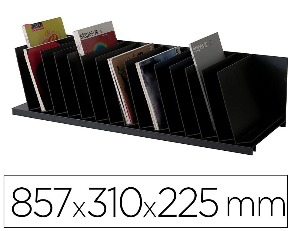 TRIEUR INCLINE PAPERFLOW 15 CASES FIXES POLYSTYRENE       LARGEUR CASE 45MM             857X310X225MM COLORIS NOIR