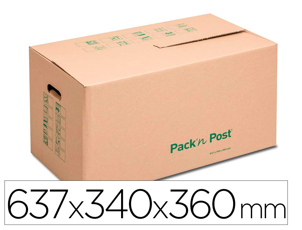 CARTON DE DEMENAGEMENT GPV PACK'NPOST COMPACT MARRON 637X340X360MM POIGNEE RENFORCEE RESISTE JUSQU'A 25KG