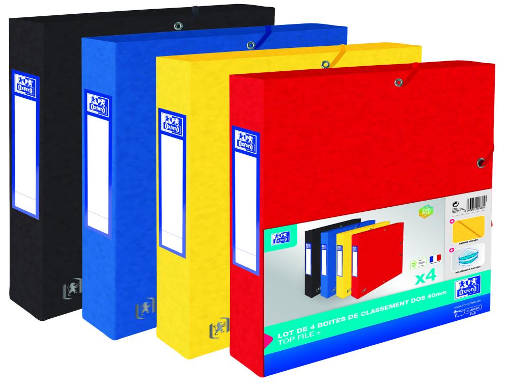 BOITE LUSTREE 24X32 D40 LOT 4 BOITE DE CLASSEMENT - CARTE - OXFORD TOP FILE+ - 24X32CM DOS 40MM - LOT DE 4
