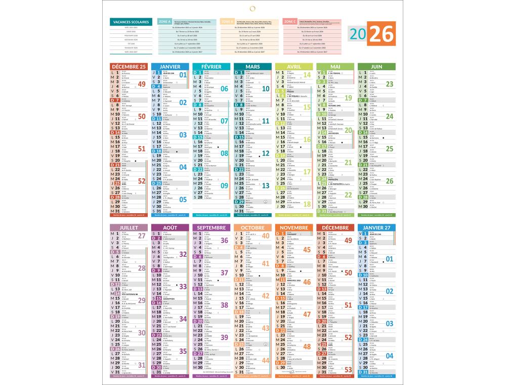 CALENDRIER 14M 55X43 CARTE FRACALENDRIER BANCAIRE AVEC CARTE FRANCE 43X55 CM