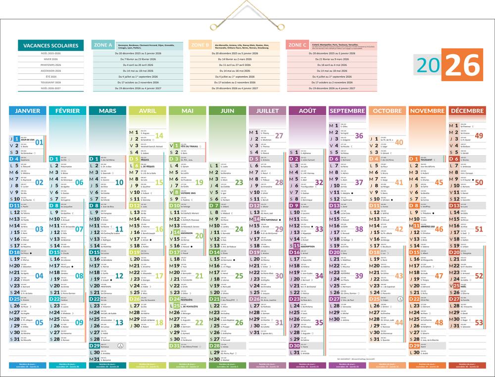 CALENDRIER 12M 55X43 EUROPE CALENDRIER BANCAIRE AVEC CARTE EUROPE 55X43 CM
