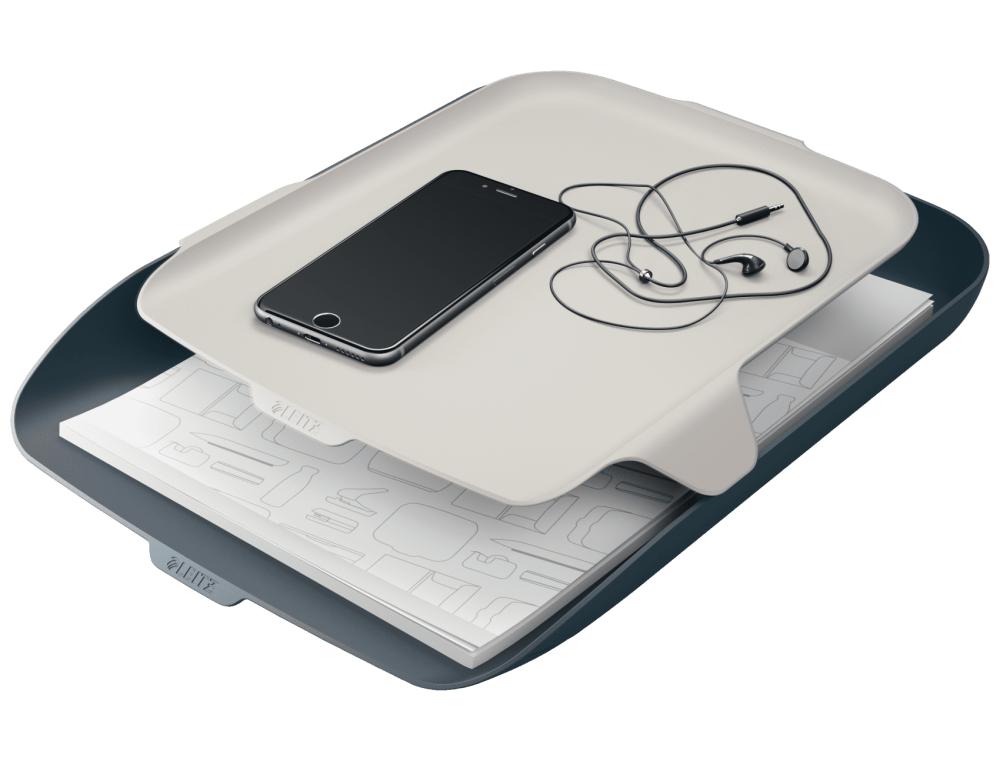 CORBEILLE COURRIER COSY +ORG.GCORBEILLE COURRIER - LEITZ COSY - AVEC ORGANISEUR - GRIS