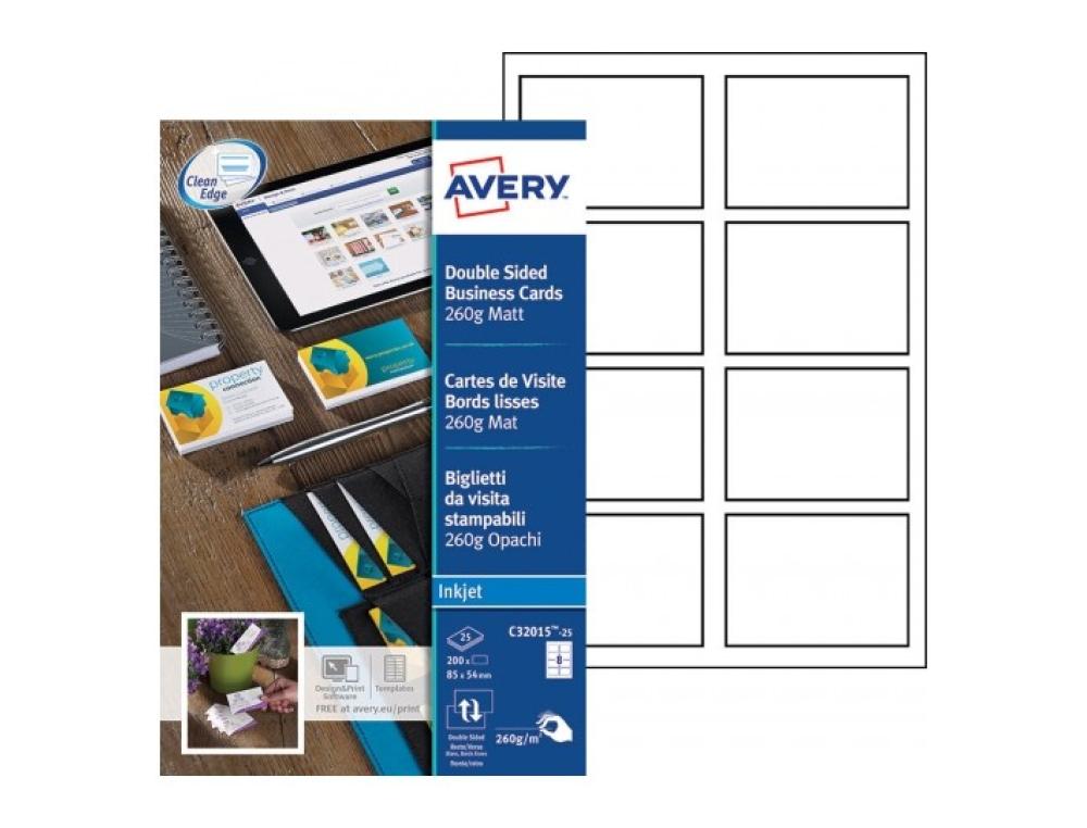 CARTE VISITE R/V MAT BLANC JEBCARTE DE VISITE IMPRIMABLE - AVERY - JET ENCRE MATE RV 25F 200 CARTES