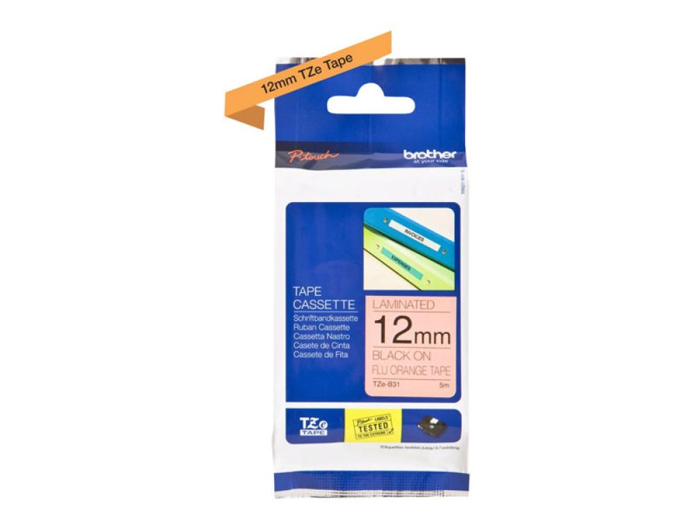 RUBAN P-TOUCH 12MM TZEB31 NR/ORUBAN P-TOUCH 12MM TZEB31 NR/