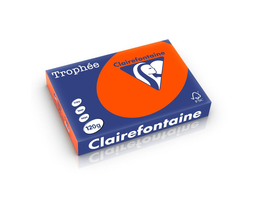 PAPIER A4 120G ROUGE CARD.TRO.Ramette de papier A4 trophe intense rouge cardinal 120g Clairefontaine
