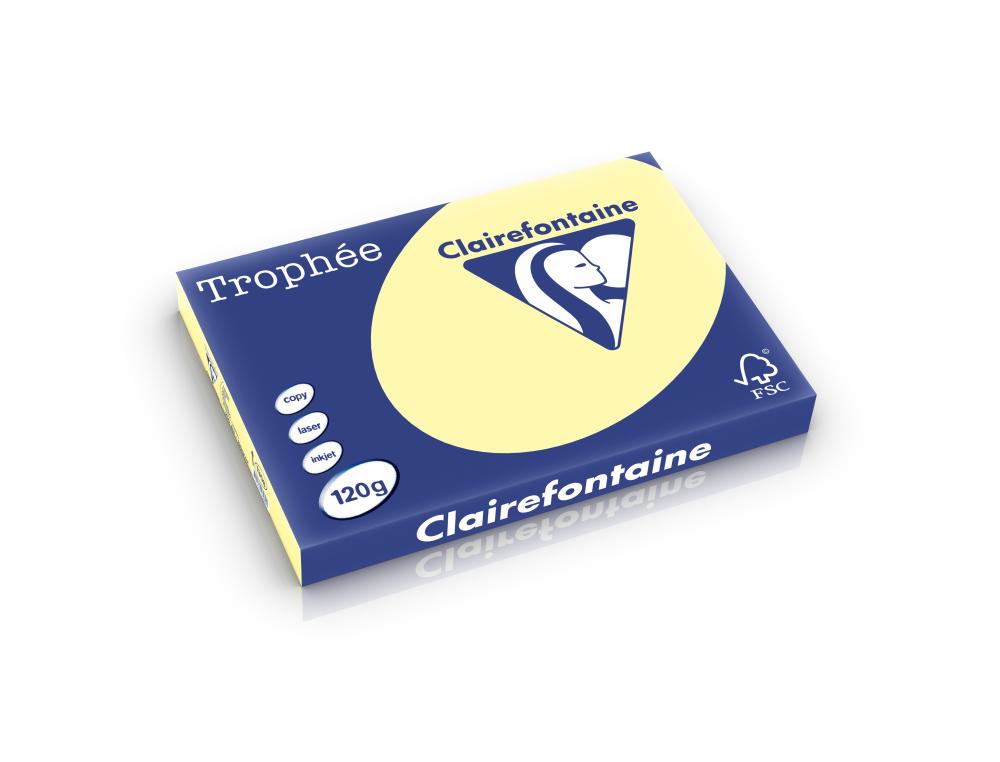 PAPIER A3 120G TRO. 250F CANARRamette de papier A3 trophe pastel canari 120g Clairefontaine
