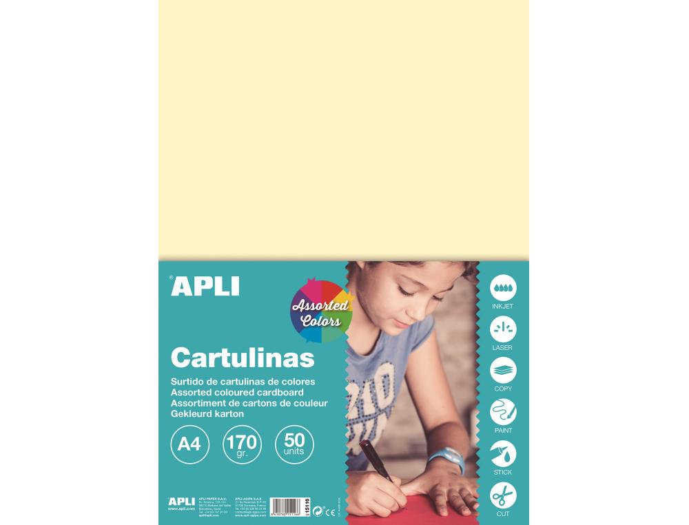 PAPIER CARTULINAS A4 170G 50FACARTON A4 170G 50F - COLORIS ASSORTIS