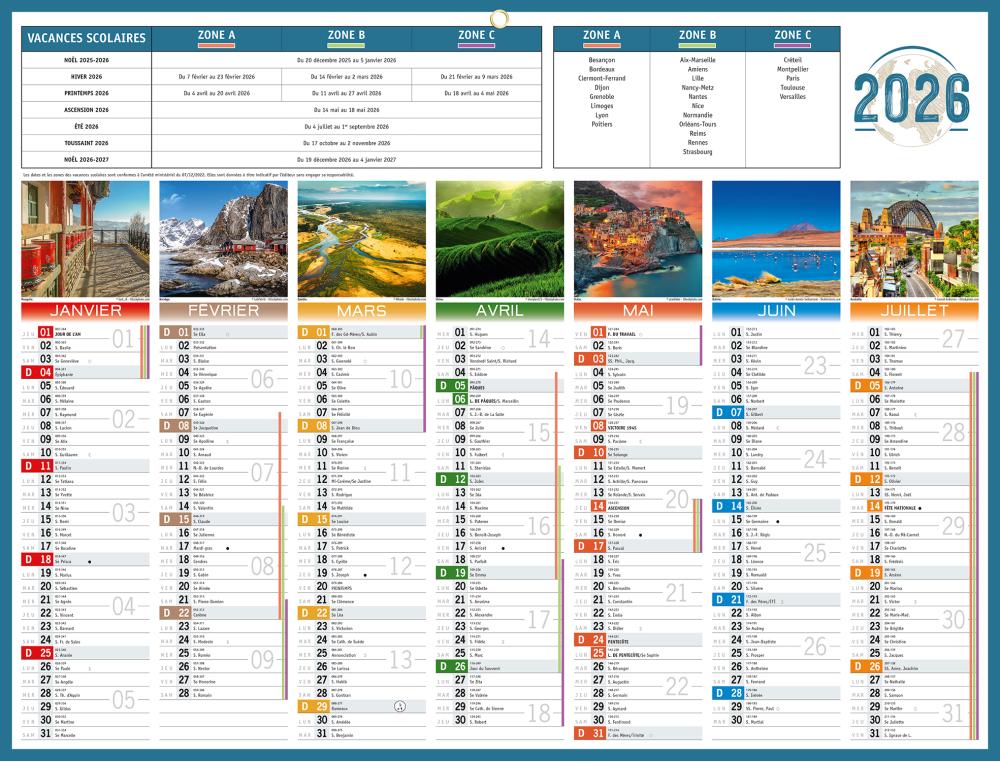 CALENDRIER 2X7M 32X42 PLANETE CALENDRIER ILLUSTR PLANTE 42X32CM