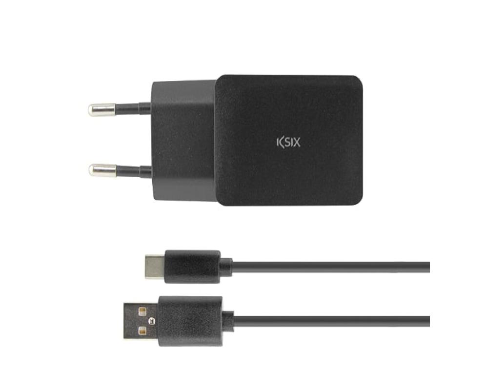 CHARGE SECTEUR 2,4A USB TYPE CCHARGEUR SECTEUR MURAL USB TYPE C 2,4A 1M NOIR