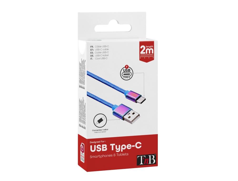 CABLE USB/USB-C 2M IRISE BLEU CABLE USB/USB-C 2M IRISE BLEU