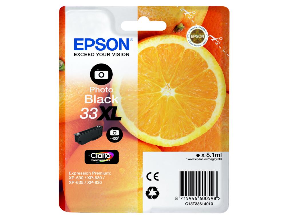 CART.EPSON 33XL BK PHOTO ORANGCARTOUCHE EPSON 33 NOIRE PHOTO HAUTE CAPACITE