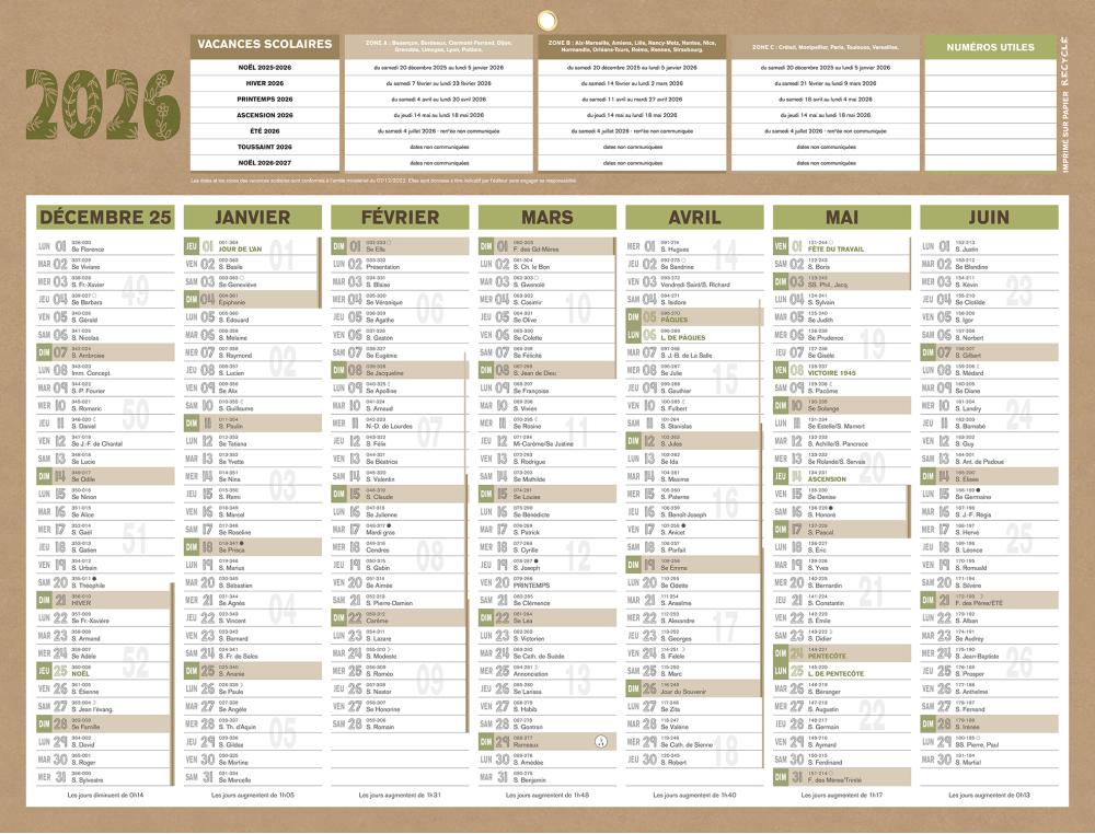 CAL.NATURA MEDIUM 7M R/V 32X42CALENDRIER NATURA 42X32CM