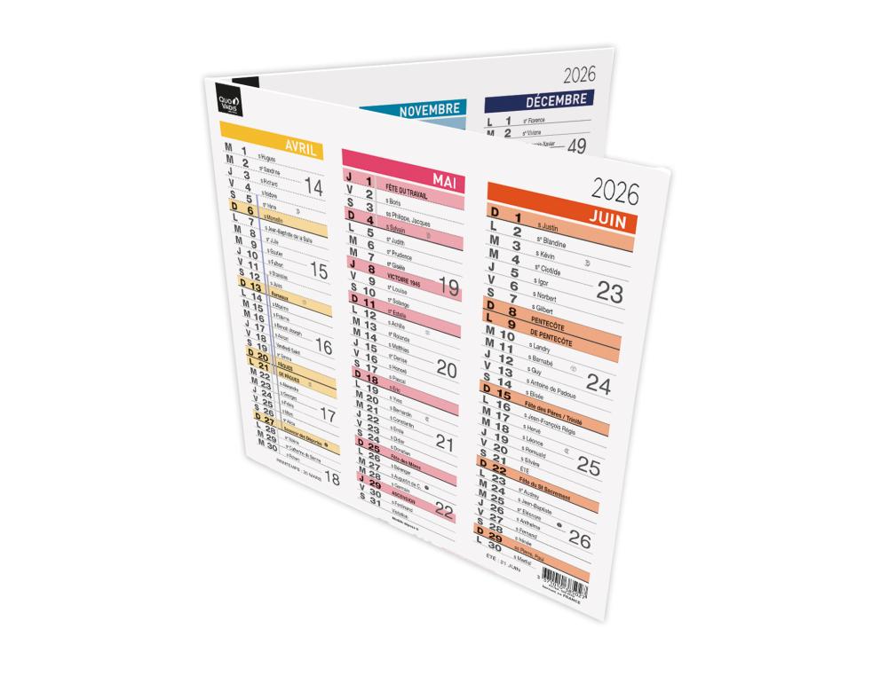 CALENDRIER QV ORIGAMI 18 AEC36CALENDRIER ORIGAMI - 36X18CM - ARC-EN-CIEL