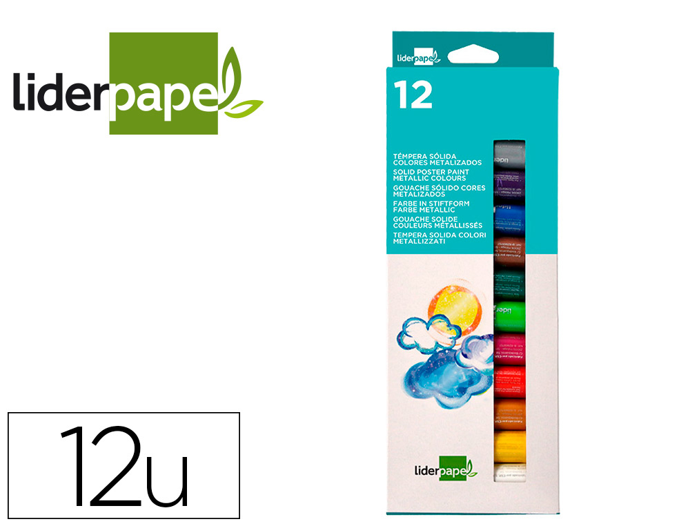 GOUACHE LIDERPAPEL SOLIDE BATON DE 10GR SANS SOLVANT    SECHAGE RAPIDE COLORIS        ASSORTIS BOITE DE 12 UNITES