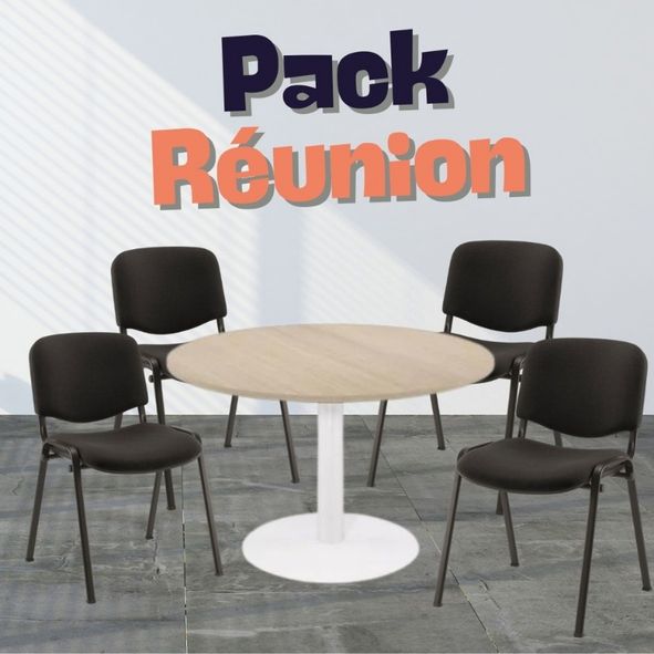 PACK REUNION TABLE RONDE + 4 CHAISES 4 PIEDS
