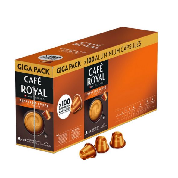 100 DOSETTES CAFE ROYAL EXPRESSO FORTE POUR NESPRESSO STANDARD