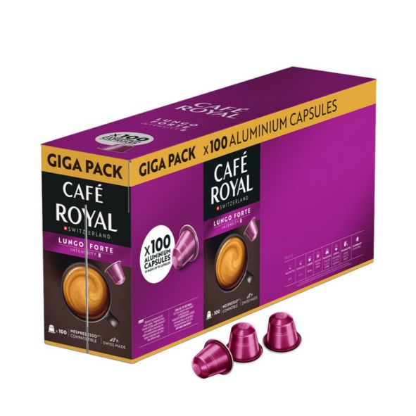 100 DOSETTES CAFE ROYAL LUNGO FORTE POUR NESPRESSO STANDARD
