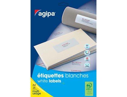 BTE 1100 ETIQUETTES AGIPA 50X25MM BLANC MULTI-USAGES