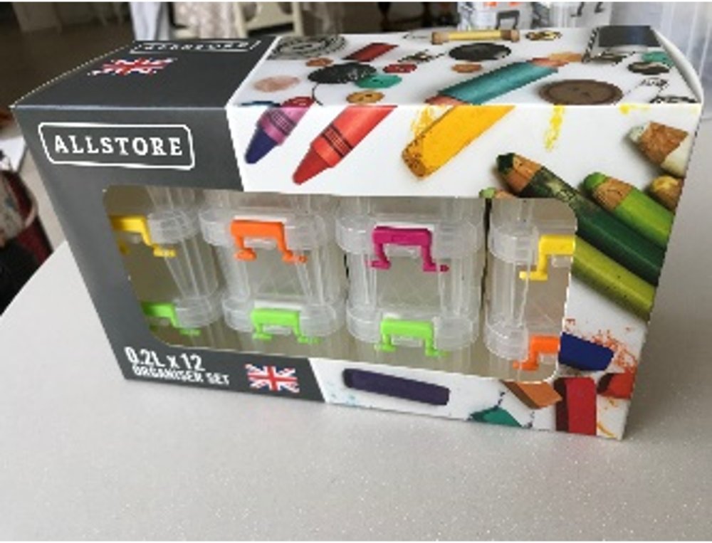 BOITE DE RANGEMENT PLASTIQUE 12 X0,2L PACK ASSORTI 10X6.5X5CM