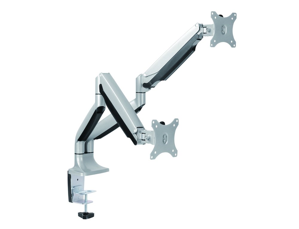 BRAS SUPPORT 2 ECRANS LOGILINK EN ALU AVEC RESSORTS GAZ