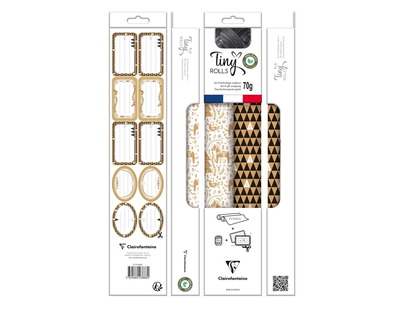 PACK 2 ROULEAUX PAPIER CADEAUX + BOLDUC 5X0,35M