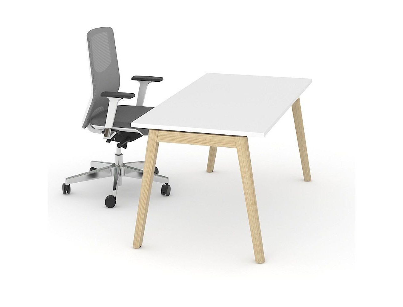 BUREAU DROIT 180X80CM BLANC GAMME SCANDINAV (PACK)