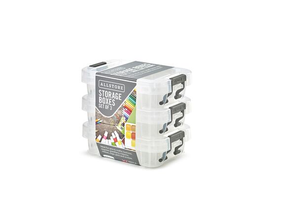 BOITE DE RANGEMENT LOT DE 3X0.2L 10X6.5X5CM POIGNEES ASSORTIES