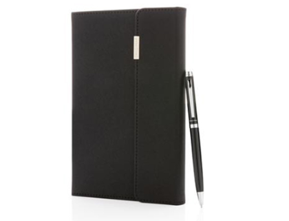 CARNET LUXE AVEC STYLO ET RABAT A5 80 PAGES - (MARQUAGE INCLUS)
