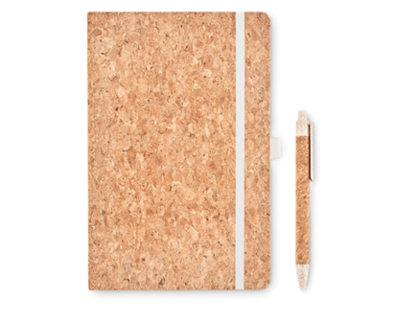 CARNET A5 LIEGE AVEC STYLO CORPS LIEGE -( MARQUAGE SUR DEMANDE)