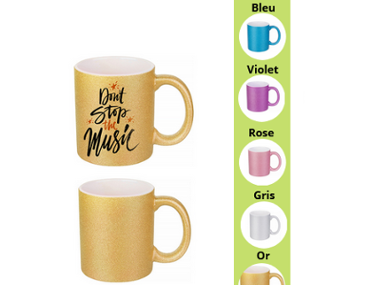 MUG 330 ML INTERIEUR BLANC EXTERIEUR PAILLETE - COULEUR A DEFINIR (MARQUAGE INCL