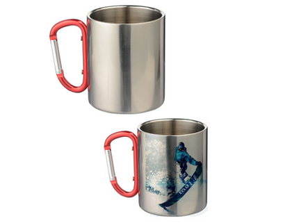 MUG 300 ML ACIER POIGNEE MOUSQUETON - (MARQUAGE INCLUS)